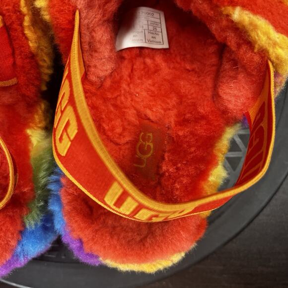 UGG Fluff Yeah Womens Size 8 Slide Rainbow Slide Slip On Comfort Slippers - Picture 8 of 10